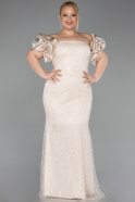 Robe Grande Taille Longue Perlé Beige ABU5948