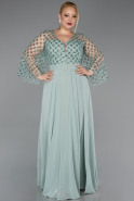 Robe De Soirée Grande Taille Mousseline Longue Turquoise ABU5875