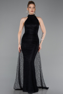 Robe de Soirée Longue Dantelle Noir ABU6084