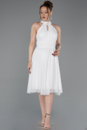 Robe de Cérémonie Courte Blanc ABK2612