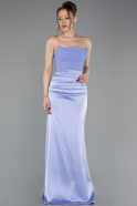 Robe De Soirée Satin Longue Lilas ABU6061