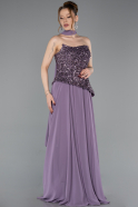 Robe De Soirée Mousseline Longue Lavande ABU5486