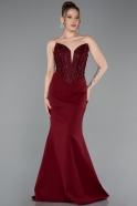 Robe De Soirée Longue Rouge Bordeaux ABU5568