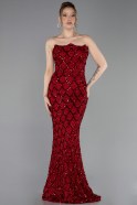 Robe De Soirée Squameuse Longue Rouge ABU5701