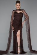 Robe De Soirée Dantelle Longue Brun ABU5614