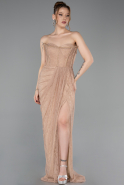 Robe de Soirée Longue Dantelle Cuivre ABU5770