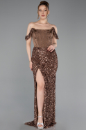 Robe de Soirée Longue Brun ABU6087