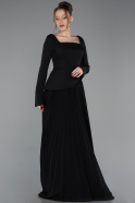 Robe de Soirée Longue Mousseline Noir ABU6088