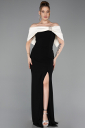 Robe De Soirée Longue Noir-Crème ABU3775