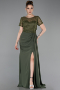 Robe de Soirée Longue Dantelle Kaki ABU6100