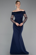 Robe de Soirée Longue Bleu Marine ABU6101