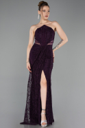 Robe de Soirée Longue Dantelle Violet ABU6077