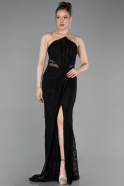 Robe de Soirée Longue Dantelle Noir ABU6077