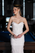 Robe de Soirée Longue Dantelle Blanc ABU6040