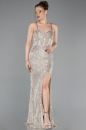 Robe de Soirée Longue Beige ABU6106