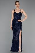Robe de Soirée Longue Bleu Marine ABU6106