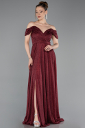 Robe de Soirée Longue Rouge Bordeaux ABU6107