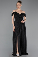 Robe de Soirée Longue Noir-Argent ABU6107