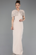 Robe De Soirée Longue Beige ABU5889