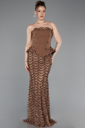Robe De Soirée Squameuse Longue Cuivre ABU5919