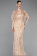Robe De Soirée Grande Taille Perlé Longue Or ABU5722