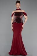 Robe de Soirée Longue Rouge Bordeaux ABU6094