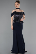 Robe de Soirée Longue Bleu Marine ABU6094