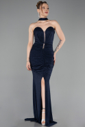 Robe de Soirée Longue Bleu Marine ABU6112