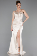 Robe De Soirée Satin Longue Beige ABU5923