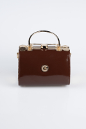 Sac De Soirée Cuir Verni Brun KC170
