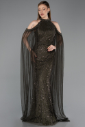 Robe de Soirée Longue Perlé Kaki ABU6117