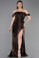 Robe De Soirée Mousseline Longue Brun ABU5974