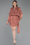 Robe de Cérémonie Mini Mousseline Marron Clair ABK2617