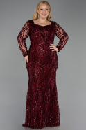 Robe Grande Taille Squameuse Longue Rouge Bordeaux ABU5937