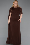 Robe De Soirée Grande Taille Mousseline Longue Brun ABU5419