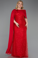 Robe De Soirée Grande Taille Perlé Longue Rouge ABU5819
