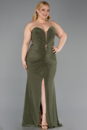 Robe De Soirée Grande Taille Longue Kaki ABU6097