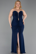 Robe De Soirée Grande Taille Longue Bleu Marine ABU6097