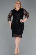 Robe De Invitation Grande Taille Squameuse Midi Noir ABK2546