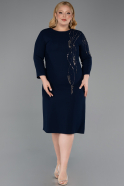 Robe De Invitation Grande Taille Midi Bleu Marine ABK2620