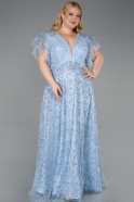 Robe De Fiançailles Grande Taille Longue Bleu clair ABU5872