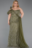 Robe de Soirée Grande Taille Longue Kaki ABU5844
