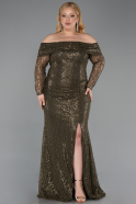 Robe Grande Taille Longue Squameuse Kaki ABU6137