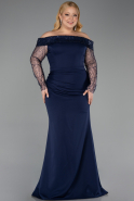 Robe Grande Taille Longue Bleu Marine ABU6103