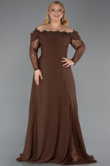 Robe de Soirée Grande Taille Longue Brun ABU6135