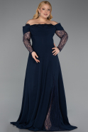 Robe de Soirée Grande Taille Longue Bleu Marine ABU6135