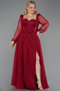 Robe Grande Taille Longue Dantelle Rouge Bordeaux ABU6131