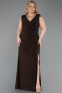 Robe De Soirée Grande Taille Longue Brun ABU2854