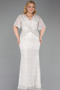 Robe De Soirée Grande Taille Longue Perlé Beige ABU6129
