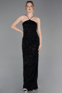 Robe De Soirée Squameuse Longue Noir ABU5713
